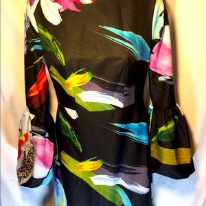 Anna H Hariri Black Floral print long hem dress